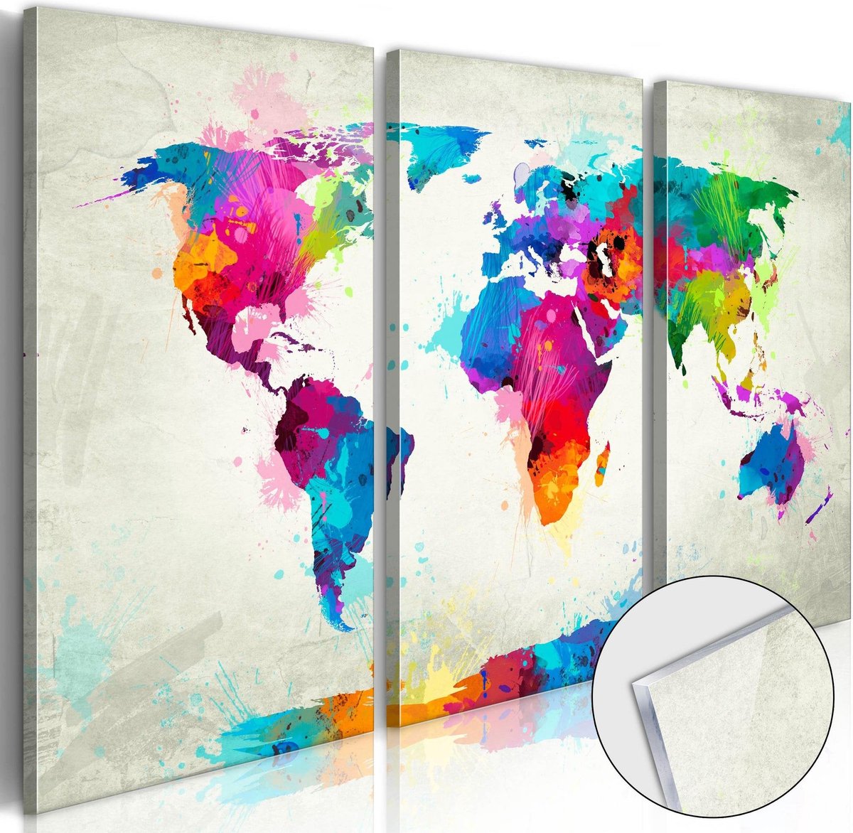 Afbeelding op acrylglas - World Map: An Explosion of Colours [Glass]